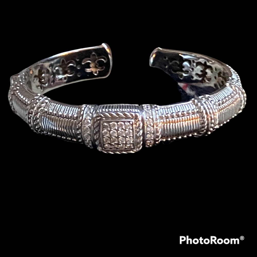 Judith Ripka heavy sterling silver cuff bracelet